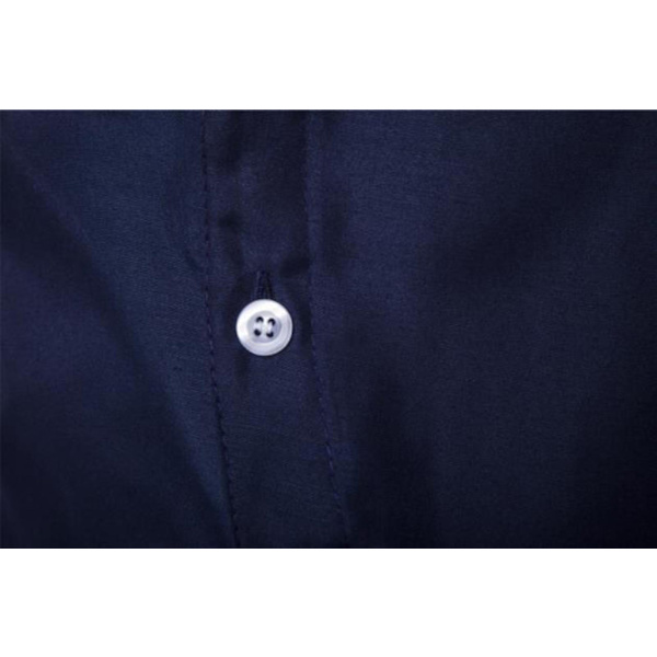 Herrar Toppar Knapp-upp Skjorta Asymmetrisk Kant Business Skjortor Navy Blue 2XL