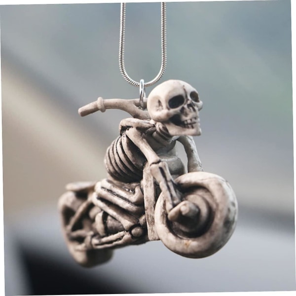 Biltilbehør Skull Charm Pendant - Motorsykkel hengende ornament (hvit)