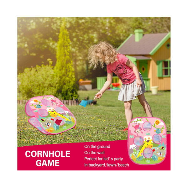 3 i 1 Bean Bag Toss Game - Hopfällbar Cornhole & Dartboard med Bean Bags