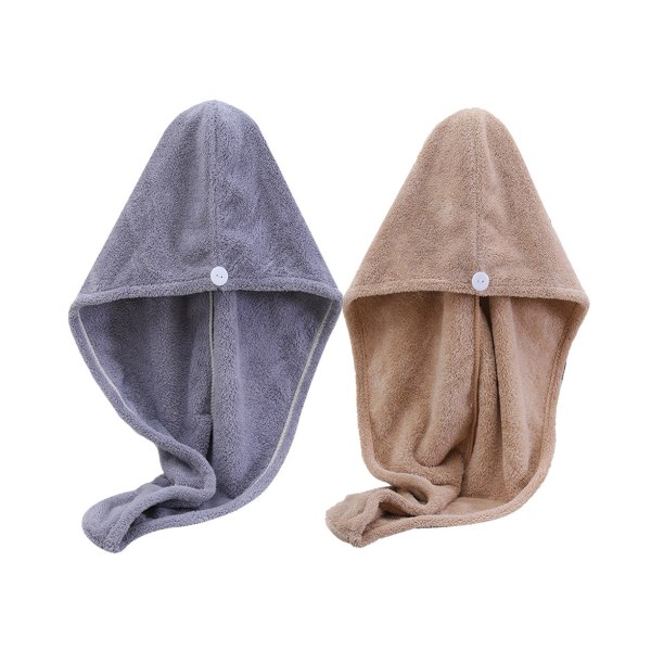 2-pack mikrofiber hårtørrende håndklæde til langt hår Magic Instant Dry Hår Håndklædeindpakning Hurtigttørrende - Brun + Grå
