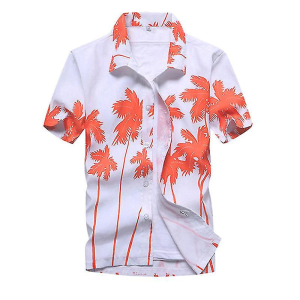 Hawaiiansk skjorta för män Strandknapp Skjortor Toppar Semester Orange Tree 2XL
