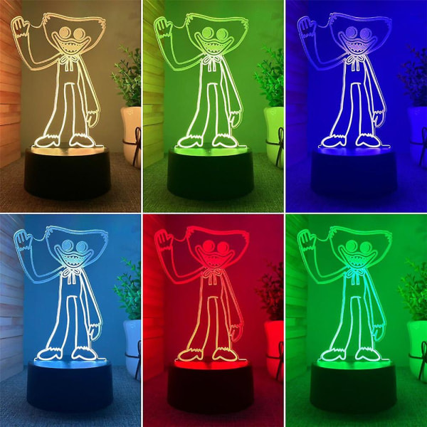 Poppy Playtime 3d Led 7 Färger Nattljus Huggy Wuggy Kreativ Lampa Modell Dekorationer Barn Födelsedagspresent