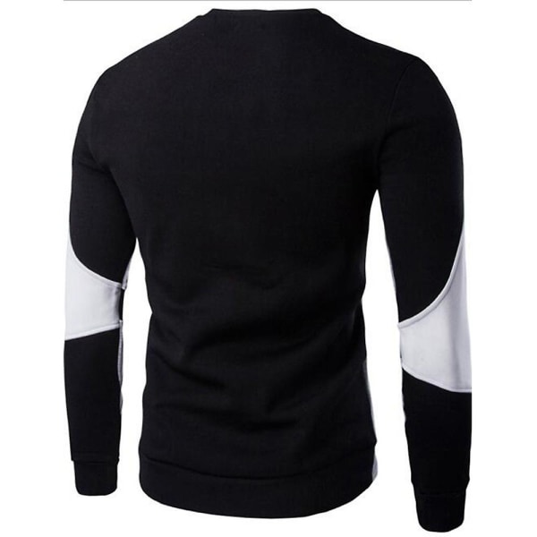 Herrtröjor med rund hals långärmad tröja Top Casual Sweatshirt Black And Grey XL