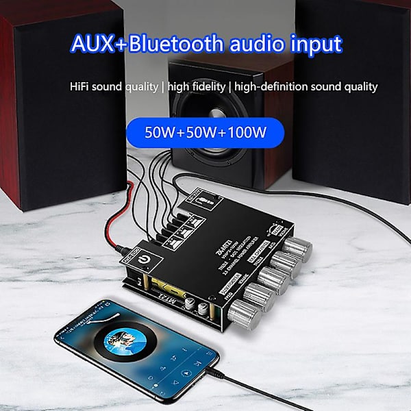 1 stk Zk-mt21 2x50W+100W 2.1 Kanals Bluetooth 5.0 Subwoofer Digital Basforstærker Black 1pc