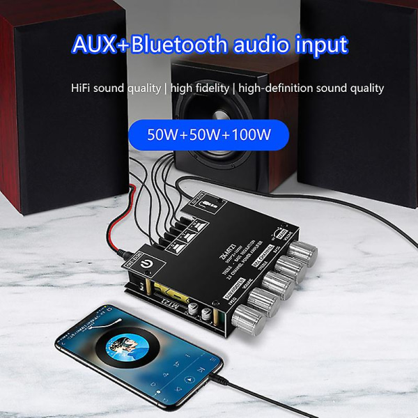 1kpl Zk-mt21 2x50w+100w 2.1-kanavainen Bluetooth 5.0 subwoofer digitaalinen bassovahvistin Black 1pc