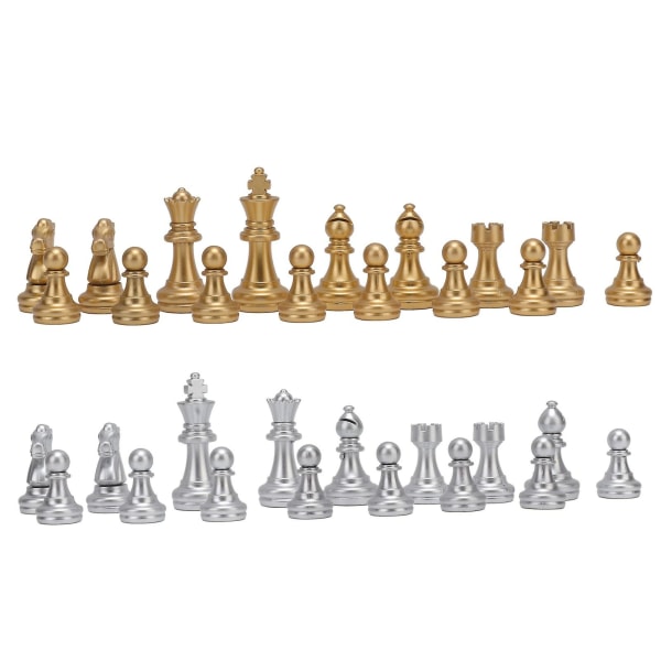 32 Pieces Chessmen Schackpjäser med 1,93 tum kungfigurer Ps kompatibel med vuxna Barnleksak guld och silver