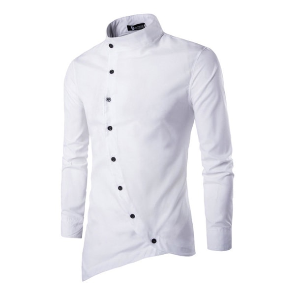 Herreoverdele Button-up skjorte Asymmetrisk Hem Business skjorter White M