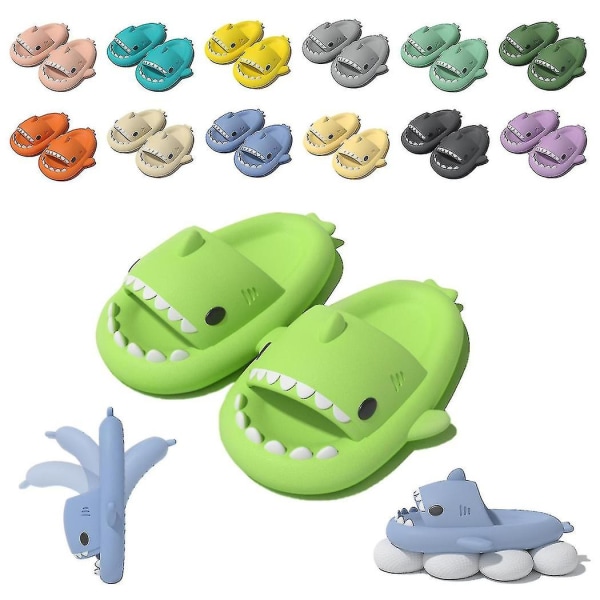 Cute Shark Par Hjemmesko - Skridsikre Eva Flip Flops til mænd, kvinder, børn, udendørs Apple green 42 43