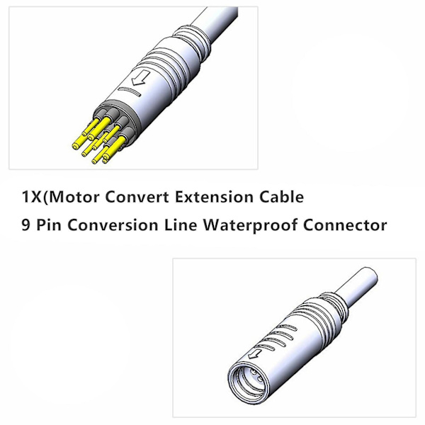 1x sähköpyörän moottorikaapelin jatkokaapeli 9-napainen liitin Vedenpitävä 60 cm