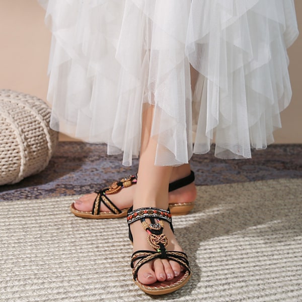 Sommarsandaler för dam 2025 Boho Chic - Strass Flip Flops Ginger 37