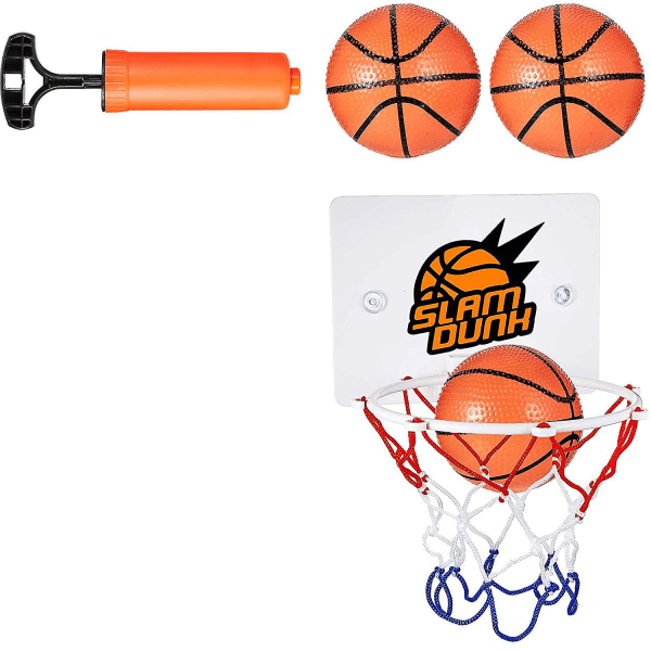 Mini Basketball Hoop Sæt Inkluderer Mini Basketball Hoop Sæt med 2 stykker Bolde og Inflationspumpe Til Soveværelse Badeværelse Toilet Kontor Desktop Basketb