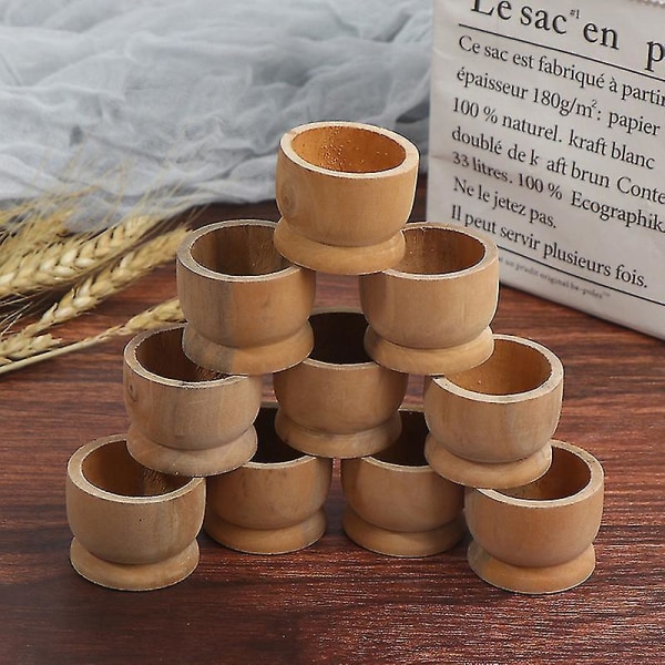 10 st/set Ommålade Bärbara Köksverktyg Äggkopp Träförvaringshållare Äggbricka hg