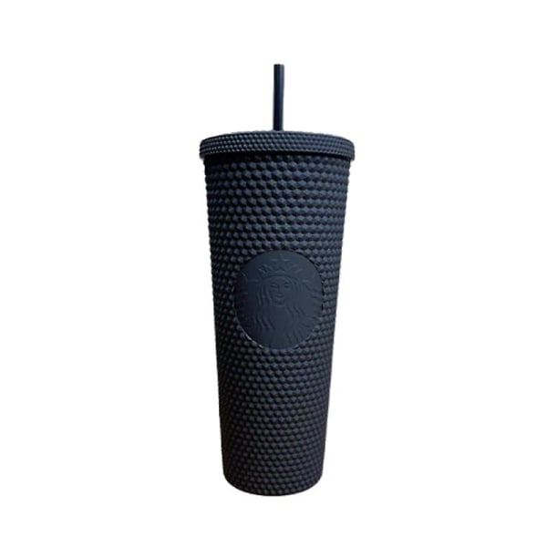 710 ml/473 ml Timantti Radiant Durian-kuppi, olki ja logo, 2-kerroksinen uudelleenkäytettävä black