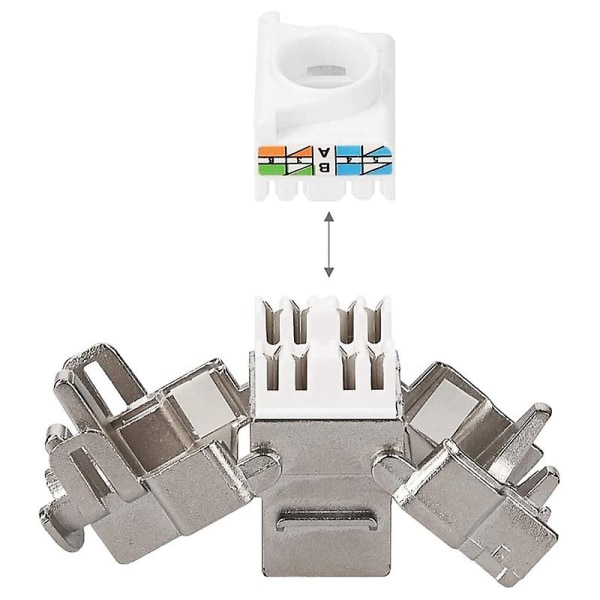 Modulkontakter - 12 stk. Cat6a skjermet jack RJ45 Cat 6a Ethernet-modul 10 Gbit med metallhus silver