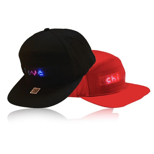 Led Display Bluetooth Hat Engelsk Walking Character Hat Display Character Hat Luminous Hat (58-60cm) -hg black