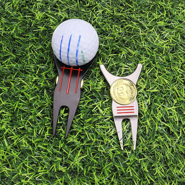 Sinknap Golf Fork U-Muotoinen Monitoiminen Kannettava Pitch Mark -Korjausväline Pallomerkki Golfsporttiin Silver