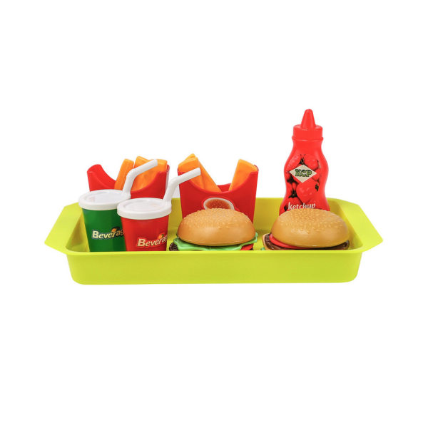 8Pcs Miniature Hamburger Pizza Set for Dollhouse Kitchen