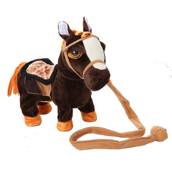 Kävelevät ponit Pehmoiset interaktiiviset ponit lelu Laulava tanssimusiikki Realistiset ponit Lemmikki, pehmustettu eläin ravisteleva talutushihna hevoslelu -ES dark brown