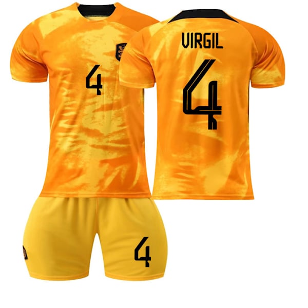 2324 Nederland hjem fotballdrakt sett-Virgil 22(120-130cm)