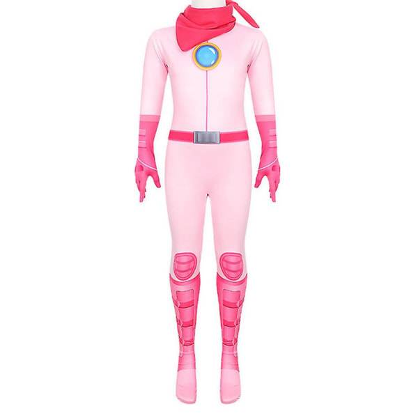 4-8 år Barn Jenter Peach Princess Cosplay Kostymesett Jumpsuits+skjerf Til Halloween Bursdagsfest Gaver 7-8 Years