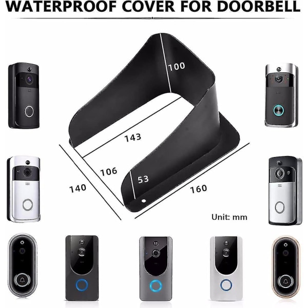 Dørklokkedeksel, vanntett metalldeksel Trådløs ringeklokke kompatibel med videokamera, knappeklokke, trådløs ringeklokke -HG