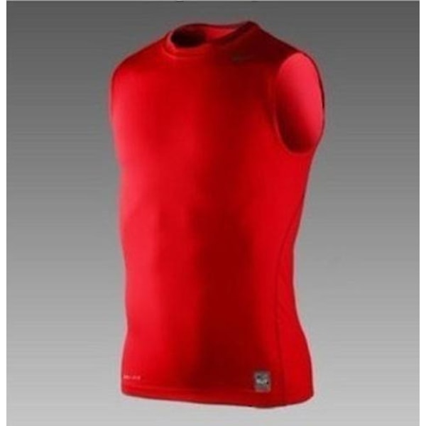 Herreoverdeler Base Layer Vest Ermeløs T-skjorte Gym Sport Tank Tops Red S