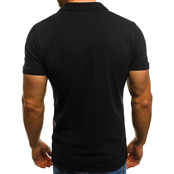 Miesten Poloshirt Lyhythihainen Kesäpaita Golf Urheilu Yläosa Black 2XL