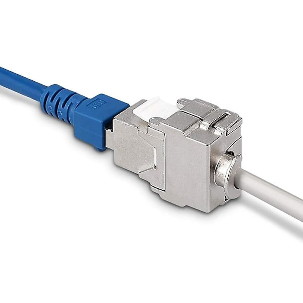 Modulkontakter - 12 stk. Cat6a skjermet jack RJ45 Cat 6a Ethernet-modul 10 Gbit med metallhus silver