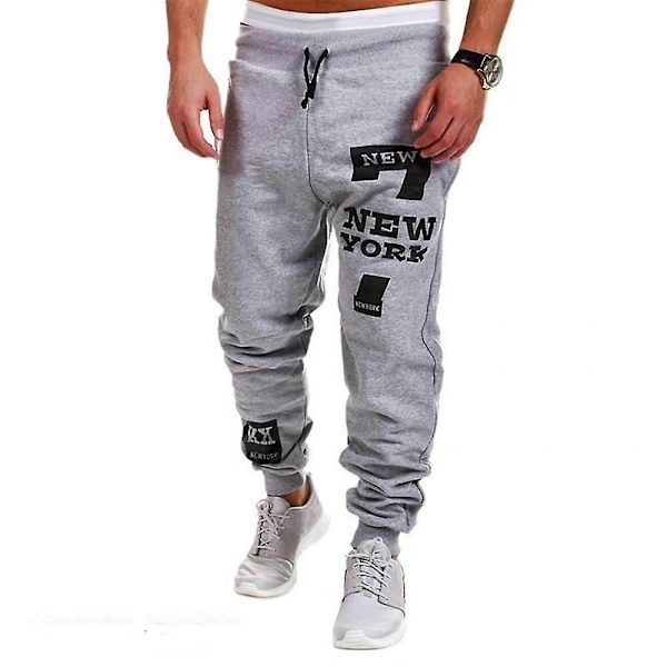 Herrkläder Set Printed långärmade huvtröjor med dragsko Grey M