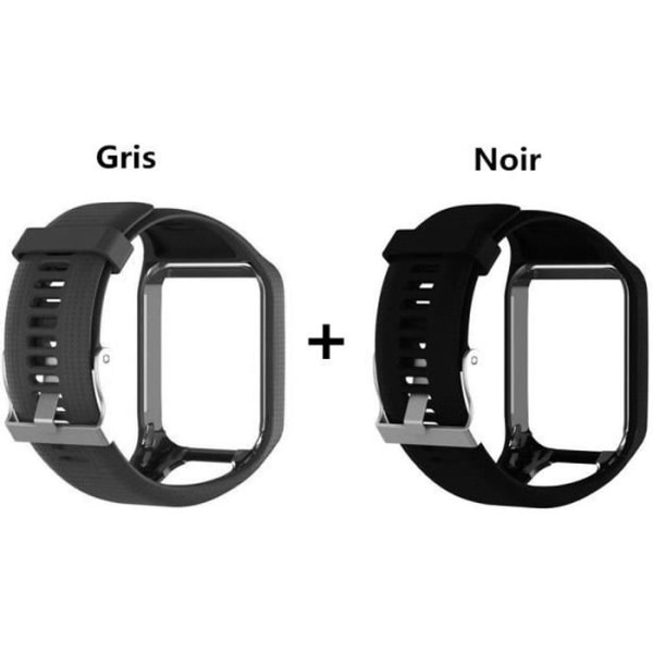 2 stk Sort+Grå erstatningsrem til TomTom Spark Spark 3 Runner 2 3 Golfur 2 GPS