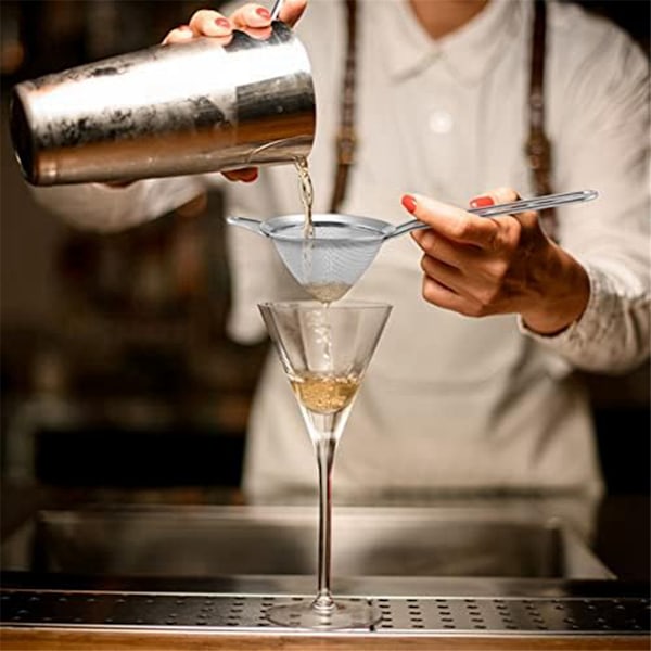 2 st Rostfria Te-silar Små Koniska Konformade Mesh-silar för Cocktails Kaffe Juice Te, Silver