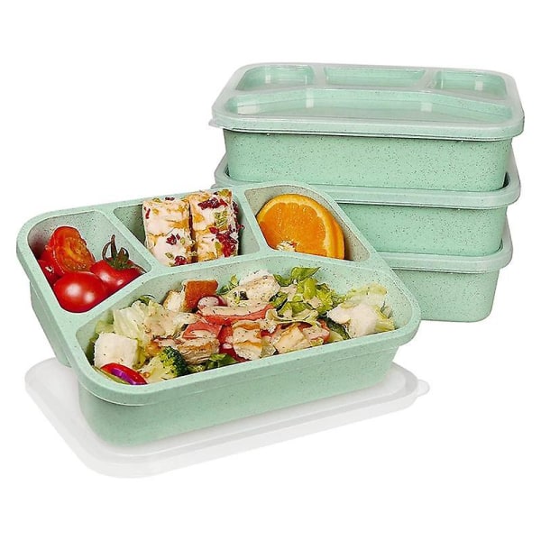 4-pack måltidsförberedande lunchbehållare med 4 fack, återanvändbar Bento-låda för barn/ toddler/vuxna