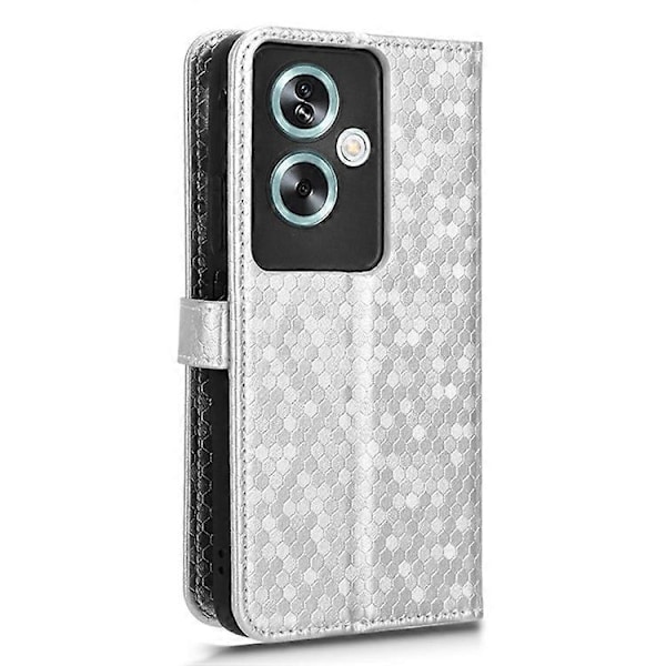 Kompatibelt för Oppo A79 5G / A2 5G Magnetiskt Telefonfodral Läder Präglat Prickmönster Skydd Silver