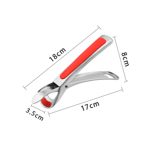 Gripe-klype i rustfritt stål, anti-skåldingsklemme, kraftig håndtak, luftfrityrpanner, premium kjøkken - rød