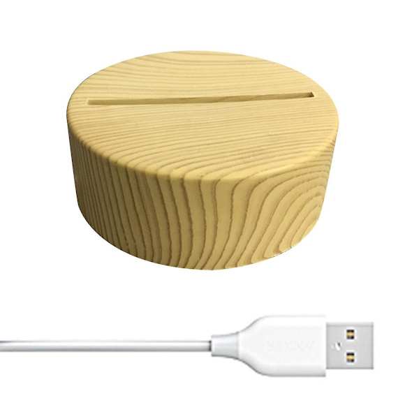 Ljussockel för Kristall Träbelyst Bas Stativ LED-lampor Displaybas Raw wood colour