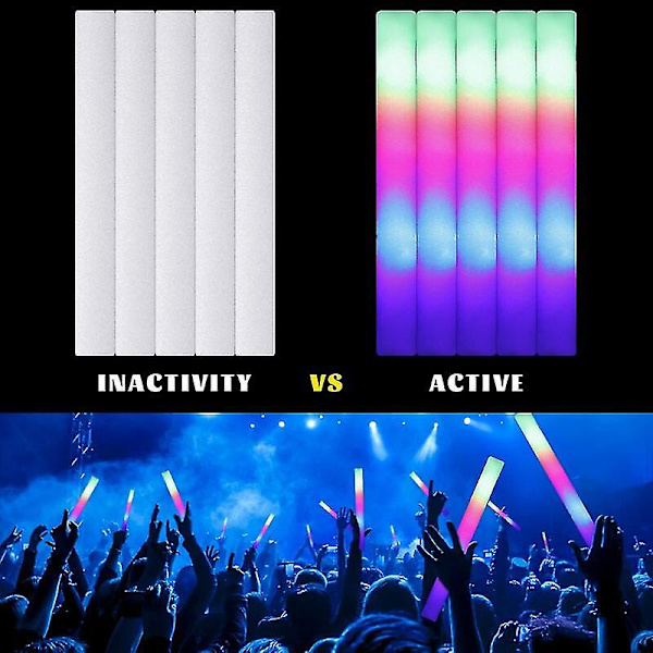 12/15/30/60 stk Led Glow Sticks Bulk Fargerike Rgb Glow Foam Stick Cheer Tube Mørk Lys For Xmas Bursdag Bryllupsfest rekvisita 12 pcs Foam Stick