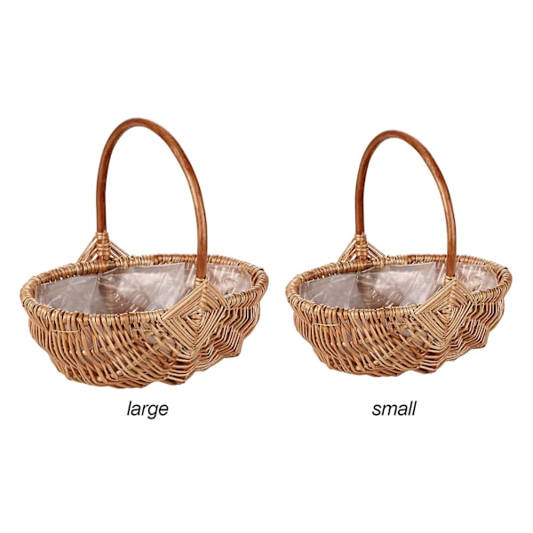 Willow Flower Säilytyskori Korkealaatuinen Kahva Säilytys Beige Käsin kudottu S