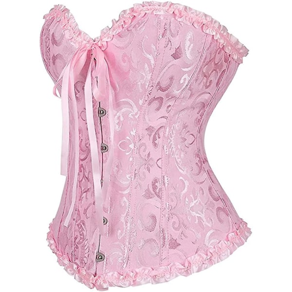 Szivyshi Kvinders Overbust Sweetheart Snøre Plastikknogler Korset Bustier Top -ge Pink **L