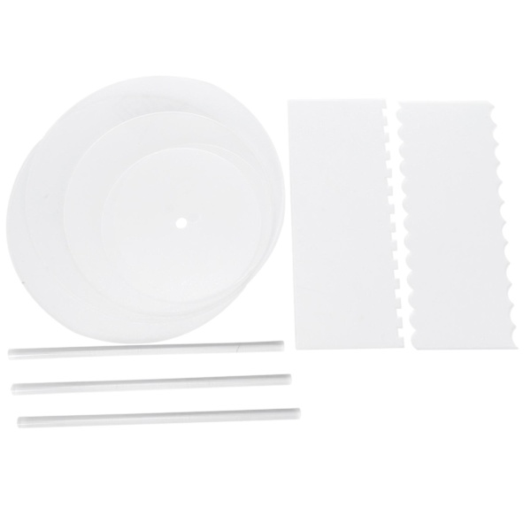 Akryyliset pyöreät kakkulevyt - Kakkulevyt pyöreät levyt keskireiällä - 2 kampa-raapintaa (4 kuviota Transparent color