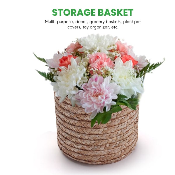 3 st/ set Handgjord stråvävd korg med lock Organizer Box Tvättkorgar Rotting Blomkorg