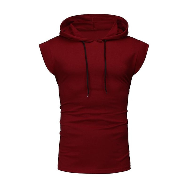 Kortärmad hoodie för män Gym Sport T-shirt linne Wine Red M
