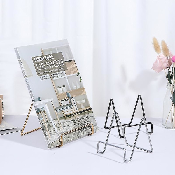 Jernkunst Display Stativ Tallerkenstativ Plade Skål Billedramme Bog Holder Hjem Dekoration Silver 2 S