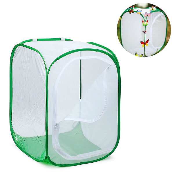 Butterfly Habitat Hopfällbar Bug Catcher Net Mesh Insekter Växtbur Green Edge White Net 40*60cm