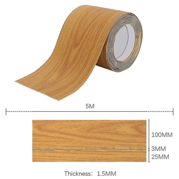 5m självhäftande golvlister för väggkant Wood 100 x 25 x 1.5 mm
