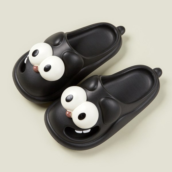 globalt Hot Sale Cute Big Eyes Hundetøfler Tegnefilm Non-Slip Hjemmesko black 36/37