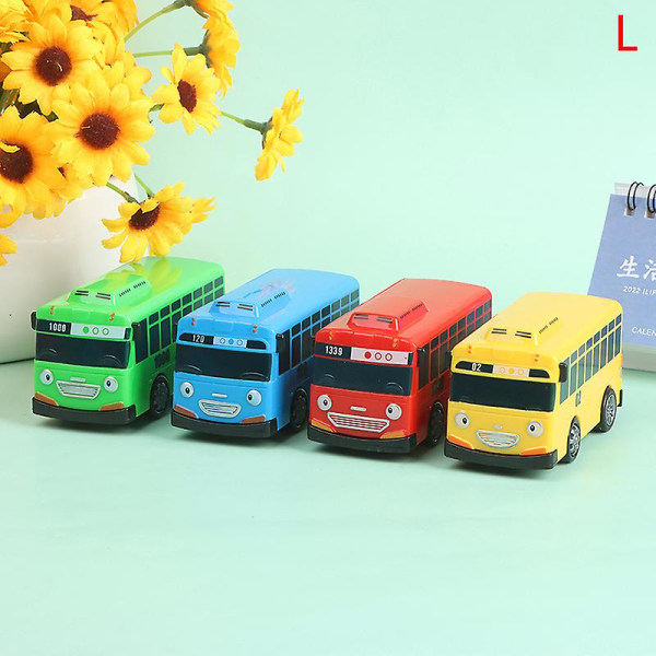 4 stk Tayo The Little Bus Cartoon Pull Back Billekesett Barnepedagogisk gave Multi-color L