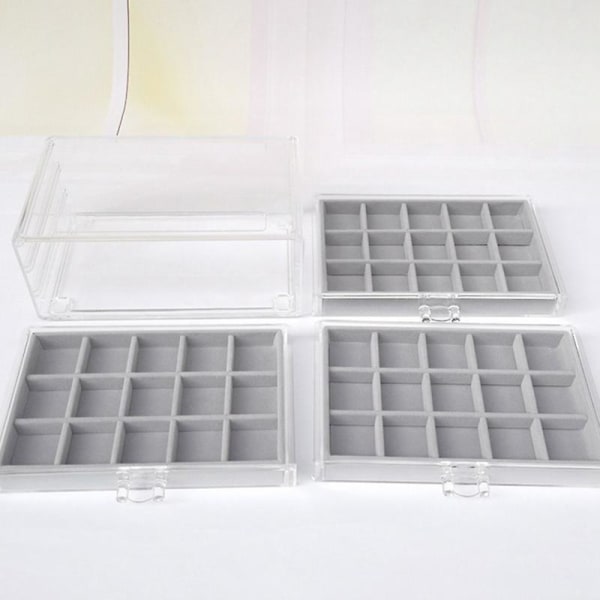 Tre-tegning Multi-frame Akryl Flanell Opbevaringsboks Smykker Halskæde Finishing Box Øreringe Ring
