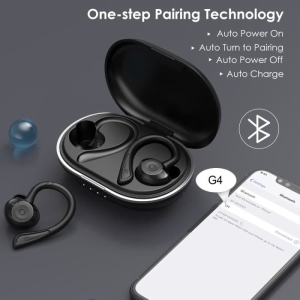 Muzili Bluetooth-hörlurar IPX7 Vattentäta Trådlösa Sport Hörlurar 3D Hi-Fi Stereo Ljud, Brusreducerande CVC 8.0 Bluetooth Headset 5.0