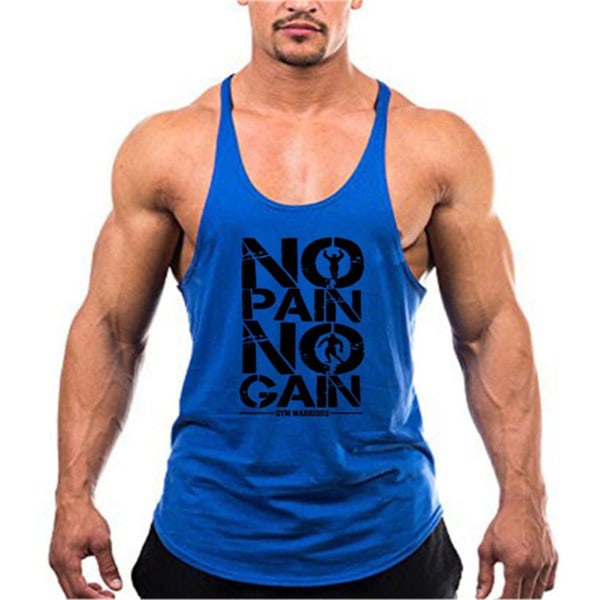 Mænds Trænings Stringer Tanktop Muskel Gym Bodybuilding Fitness Ærmeløs Træning Y-Ryg Toppe Kompatibel Med Blue L