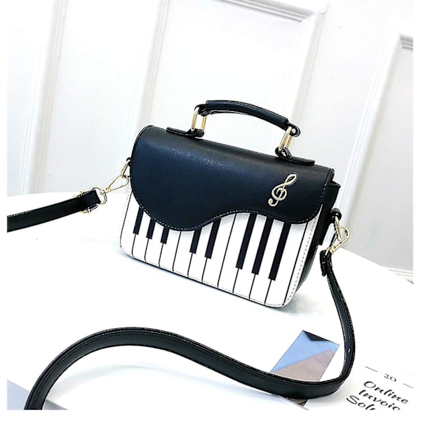 Dam Snygg Piano Handväska Axelväska, Womens Crossbody Messenger Bag Svart -ES
